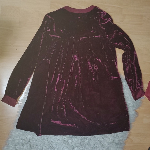 Free People Long Sleeve Velvet Mini Dress - Picture 4 of 8